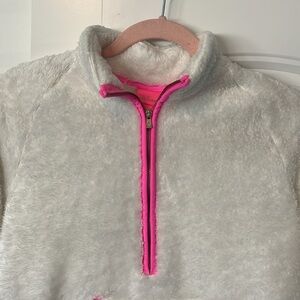 Lilly Pulitzer White and Pink Fleece Jacket Girls XL